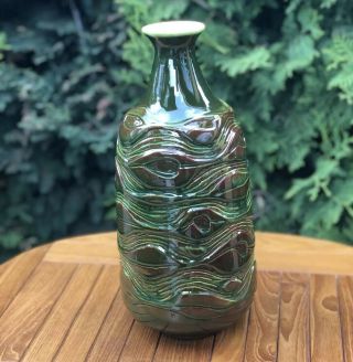 Chapleau Pottery 15” Vase Canada Vintage Mid Century Modern Green Textured