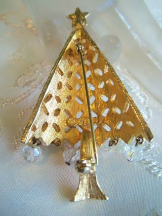 Vintage MYLU Christmas Tree Pin Brooch AB Aurora Borealis Crystals 3