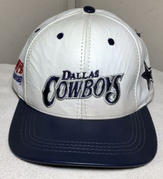 Vintage Dallas Cowboys Leather Team Nfl Vtg Snapback Cap Hat Made In Usa