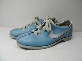 Vintage Nike Bowling Shoes Us Womens 6.  5 Blue Gray Felt Sole