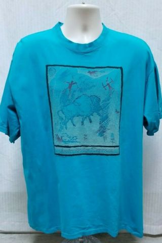 Vintage 1996 Imus Auto Body Express Turquoise T Shirt - Size L B3