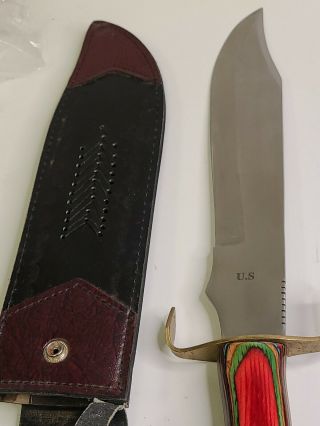 Vintage 17 " Bowie Knife With Leather Sheath