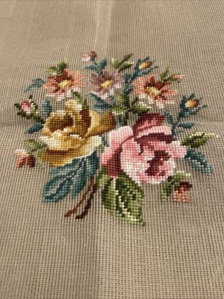 Vintage Bucilla 23 By 23 Floral Roses Needlepoint Preworked Canvas