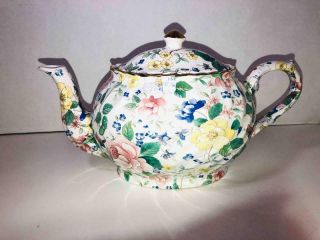 Vintage Arthur Wood & Son Teapot Staffordshire England Large Chintz Floral Swirl