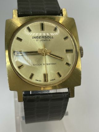 Vintage Gold Plated Ingersoll 17 Jewel Hand Winding Men’s Wristwatch Swiss Made