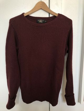 Ralph Lauren Rrl Vintage Inspired Collegiate Wool Cotton Boat Neck Sweater Sz Xs