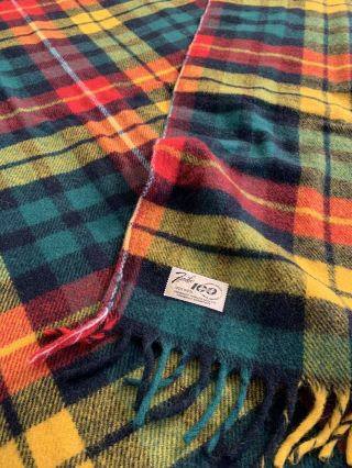 Vintage 1960’s Faribo Faribault Woolen Mill Plaid Wool Blanket Made In Mn,  Usa