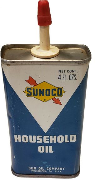 Vintage Sunoco Household Oil Handy Oiler Advertising Oil Can,  Almost Empty.