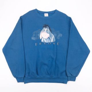 Vintage Disney Eeyore Blue 90s Big Logo Sweatshirt Mens Xl
