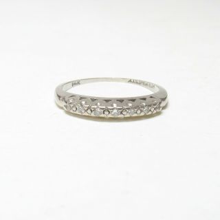 Her Majesty 1930s Vintage 14k White Gold Single Cut Diamond Band Ring 0.  07 Cts