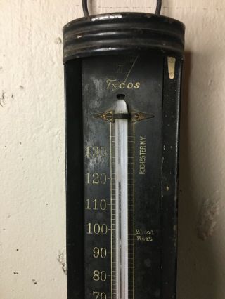 Tycos Thermometer Accuratus B Bath Wall Hanging Metal Rochester NY Vintage 2