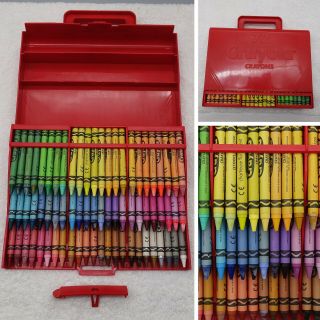 Vintage 1980s Case 72 Crayola Wax Crayons Binney Smith Sharpener Retired