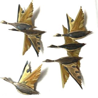 Vintage Metal Flying Geese Duck Wall Art Cabin Hunting Home Decor Set Of 3
