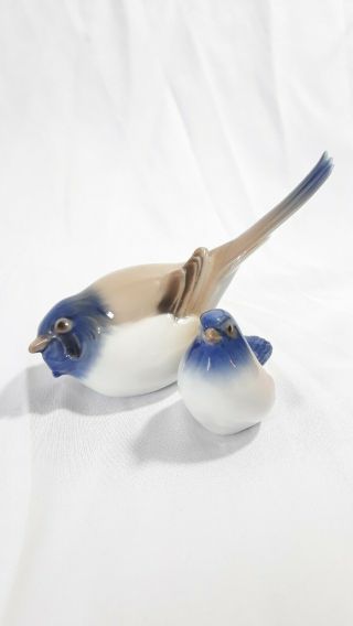 Set Titmouse Bird Figurine Bing And Grondahl B&g Vtg Porcelain 2585 1633 Denmark