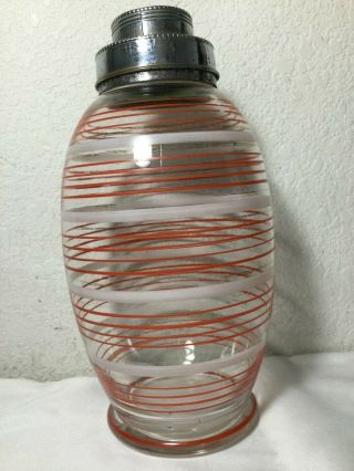 Mid Century Modern Vintage Striped Glass Cocktail Shaker - Ships