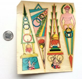 Vintage Sheet Of Olympics Sticker Decals Art Deco Design Date Unknown