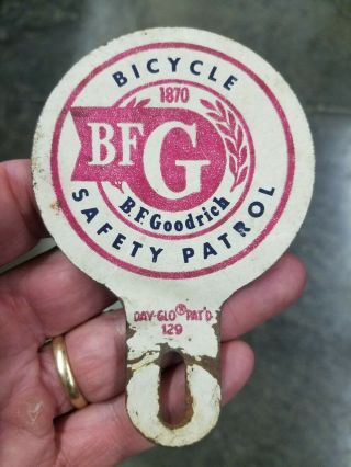 Vintage Reflective License Plate Topper Bf Goodrich Bicycle Tires
