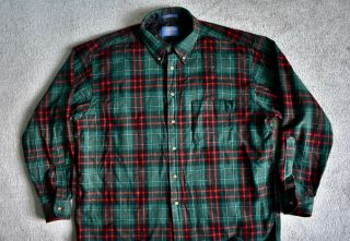 Vtg Pendleton Green Red & Black Plaid Check Wool Shirt Lumberjack Usa Xl