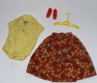 Vtg Barbie Doll 1964 Country Fair Yellow Body Blouse And Skirt From 1603 Set