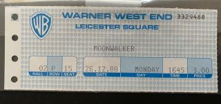 Michael Jackson Moonwalker Vintage West End Cinema Ticket 26/12/1988