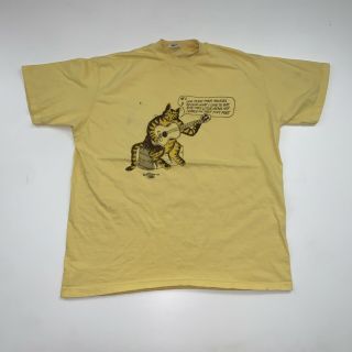 Vintage Crazy Shirts Hawaii B Kliban Cat Shirt Adult Xl Yellow 70s 1975
