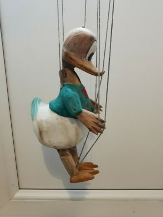 Vintage Wooden String Donald Duck Puppet | Marionette |