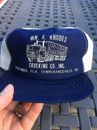 Vintage 70’s/80’s Wm.  A.  Rhodes Trucking Co Snapback Mesh Trucker Hat