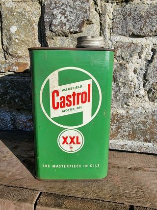 Vintage Wakefield Castrol Quart Oil Can Tin Garage Automobilia Motoring