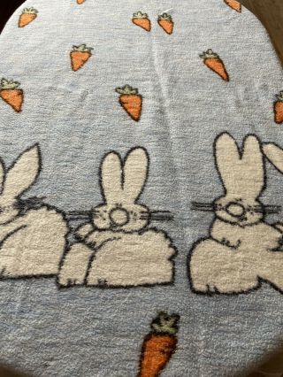Biederlack USA Throw Blanket Bunny rabbit carrot Vintage 1985 54” x 71” acrylic 2