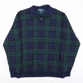 Vintage Polo Ralph Lauren Check Green 00s Pullover Sweatshirt Mens L