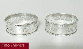 Pair Vintage Solid Silver Napkin Rings,  Henry Griffith & Sons,  B 