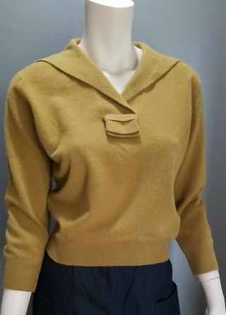 True 1950s Vintage James Kenrob Sweater Shawl Collar 3/4 Sleeve V Neck Bust 40