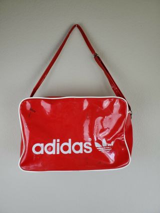 Vintage Adidas Red And White Sports Bag Duffle Bag