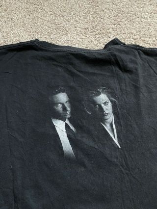 Vintage X Files T Shirt Sz Xl Double Sided 90s Black Faded Distressed