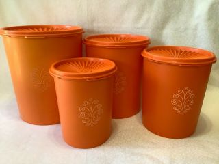 Tupperware Vintage Servalier Nesting Orange Cannister Set