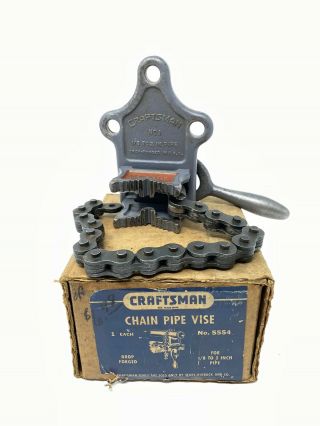 Vintage Craftsman No.  5554 Chain Pipe Vise 1/8 " To 2 " Pipe W/ Box Usa