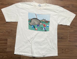Vintage Crazy Shirts B Kliban Cat Billiards T - Shirt Large Hawaii Made In Usa