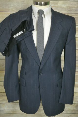 Vintage Kuppenheimer Mens Blue Pleated Front 2 Piece Suit 42l Jacket 36/31 Pant