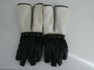 Vintage 1970s Leather Fleece Lined Motorcycle Gloves,  Made In England C17