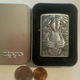 Vintage Metal Zippo Lighter In Case,  Lion,  Quality,  Made In Usa,  Cigarettes