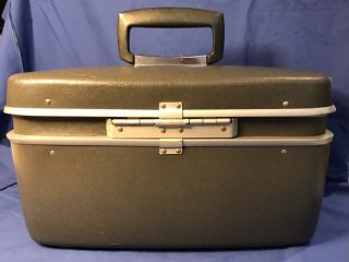 Vintage Samsonite Horizon Train Case Makeup Cosmetic Suitcase Avocado Green 2