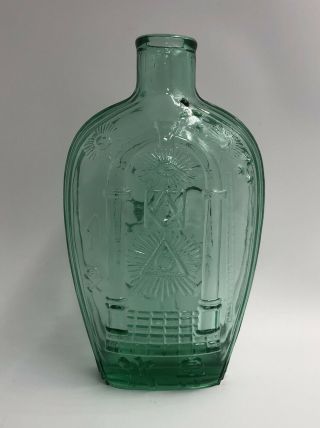 Vintage Old Sturbridge Village Osv Ma Green Glass Masonic Bottle Early American