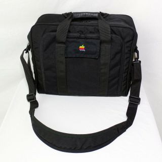 Vintage Apple Rainbow Logo Black Messenger Bag Laptop Bag With Shoulder Strap