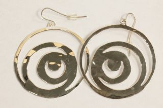 Vtg Robert Lee Morris Sterling Silver Hoop Earrings Artisan Modernist Designer