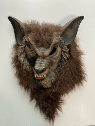 Vintage Mens Werewolf Wolf Halloween Classics Costume Overhead Mask With Hair