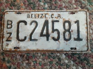 Vintage Belize C.  A.  B.  Z.  License Plate Buy It Now Or