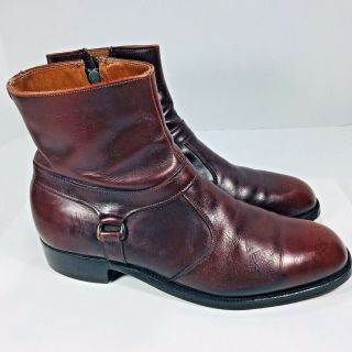Mens Vintage 9c Brown Leather Side Zip Ankle Half Boots Resolves Leather Soles