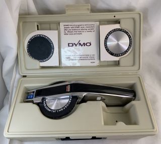 Vintage Dymo Deluxe 1570 Label Maker In Case With Embossing Wheels & Case