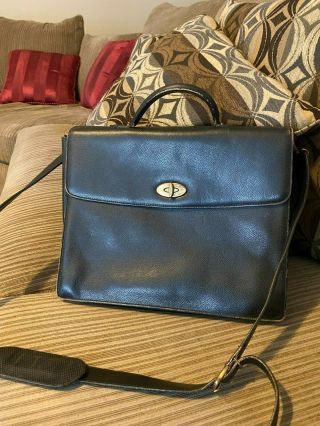 Vintage Coach Metropolitan Laptop Black Leather Briefcase Messenger Bag