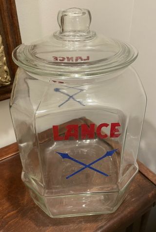 Vintage Lance Cracker Jar Store Counter Top Display